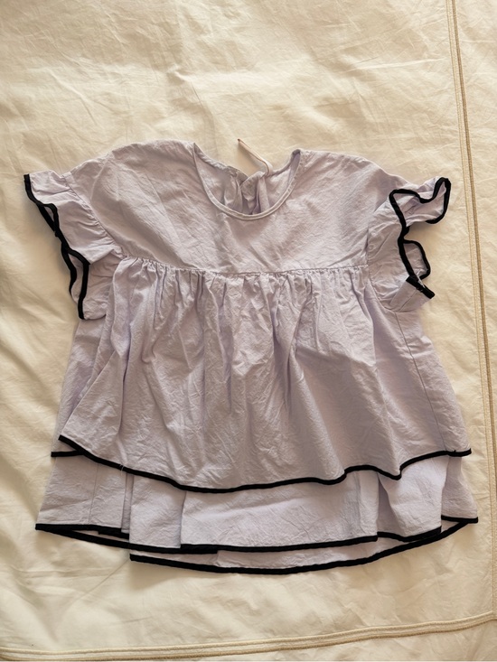 Zara Tops - Zara Soft Lavender Scoop Neck Top with Subtle Gray Trim